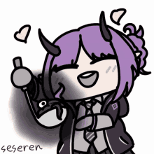 a cartoon drawing of a girl with horns and the name seseren
