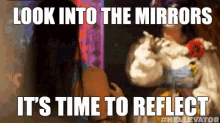 Look Into The Mirrors It'S Time To Reflect GIF - Hellevator Scared Hellevator Series GIFs