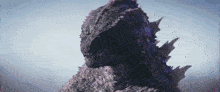 a close up of a monster 's head against a blue sky .