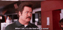 Ronswanson When I Eat GIF - Ronswanson When I Eat Scared Food GIFs