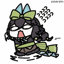 a cartoon drawing of a girl with a bow and the word seseren below her