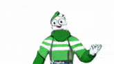 a green and white cartoon character with a viggle.ai logo