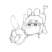 a black and white drawing of a person giving the thumbs up sign