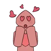 a cartoon of a person with hearts around their eyes