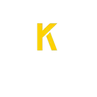 the letter k is yellow on a white background .