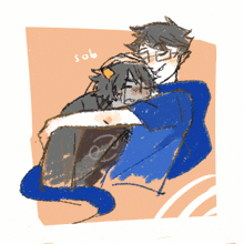 a drawing of a man hugging another man with the word sob below them