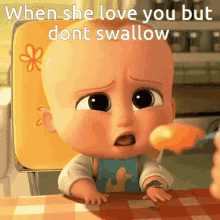 Boss Baby Swallow GIF - Boss Baby Swallow Love You But GIFs