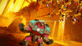 a cartoon drawing of a giant robot with a sword