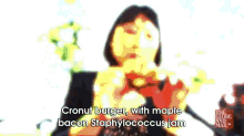 @hannahsung Eats The Infamous Epic Cronut Burger, With Its Allegedly Sick-making Condiment GIF - Cronut Burger Food Delicious GIFs
