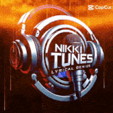 a logo for nikki tunes shows a microphone and headphones