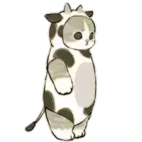 a drawing of a cat wearing a cow outfit