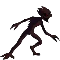 a cartoon drawing of a monster with red eyes and a smile on his face .