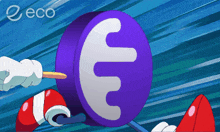 a blue circle with a white e on it and the word eco on the bottom
