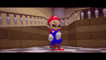 a pixelated image of mario in a room