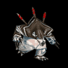 a 3d rendering of a monster with arrows on its back .