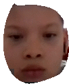 a close up of a child 's face with a circle around it .