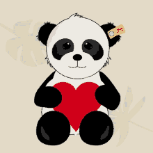 steiff panda ming panda heart herz
