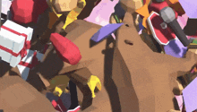 a bunch of boxes are laying on a table in a video game