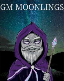 a poster for gm moonlings shows a wizard with a beard