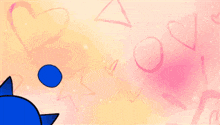 a cartoon drawing of kirby and shadow with hearts and stars in the background