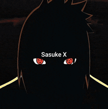 a picture of sasuke x with his eyes glowing red