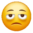 a yellow smiley face with a sad look on its face and closed eyes .