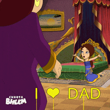 a poster for chhota bheem shows a girl kneeling in front of a man