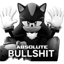 a black and white shadow the hedgehog with the words absolute bullshit below him