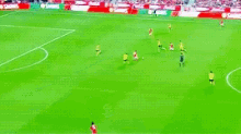 a soccer field with a banner that says liga nos on it