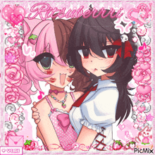 a picture of two anime girls with strawberry written on the top