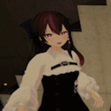 a computer generated image of a girl with purple hair
