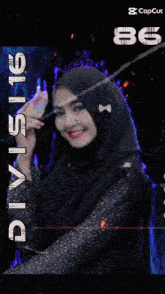 a drawing of a woman in a hijab with the word dysis18 written on the bottom