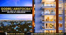 an advertisement for godrej aristocrat beautiful 3bhk or 4bhk bedroom in sector 49 gurogram