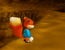 a cartoon squirrel is flying through the air holding a book