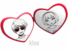 a picture of a girl in a heart shaped frame with the word kiss written below it