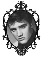 a black and white photo of elvis presley in a frame