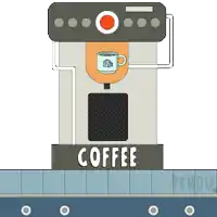 a coffee machine with a cup on top of it