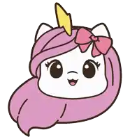 a cartoon drawing of a unicorn with pink hair and a lightning bolt on its horn