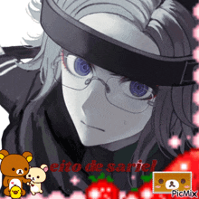 a picture of a girl with glasses and the name eito de sarie on it