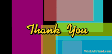 a colorful background with the words thank you in yellow letters