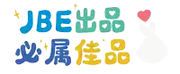 a blue green and yellow logo for jbe with hearts