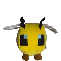 a stuffed bee with wings and a tag that says minecraft