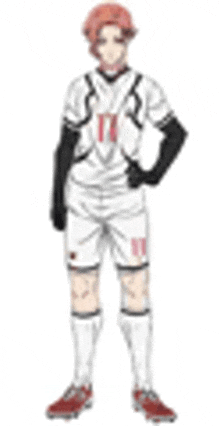 a soccer player is standing with his hands on his hips wearing a helmet .
