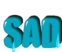 the word sad that is blue with a drop of water