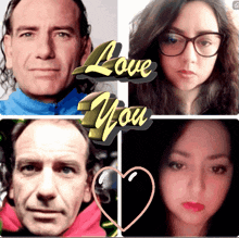 a collage of four faces with the words love you above