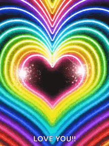 a rainbow heart with the words `` love you '' in the middle .