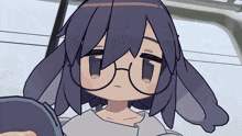 a cartoon drawing of a girl with glasses and long hair