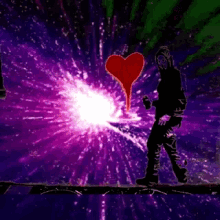 a purple background with a red heart in the middle of it