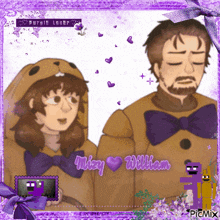 a picture of a man and a woman with the words mizy and william written on it