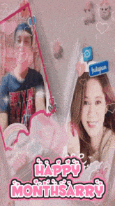 a picture of a man and a woman with the words happy monthsarry on the bottom